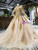 Champagne tulle Sequins Appliques High Neck Long Sleeve Flower Girl Dress With Beading