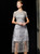 Silver Gray Tulle Lace Short Sleeve Embroidery Mother Of The Bride Dress