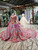 Pink Ball Gown Sequins High Neck Long Sleeve Embroidery Crystal Flower Girl Dress