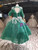 Green Ball Gown Sequins Long Sleeve Backless Appliques Flower Girl Dress