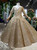 Gold Ball Gown Sequins Appliques Long Sleeve Flower Girl Dress