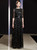 A-Line Black Sequins Short Sleeve Mother Of The Bride Dress With Sash