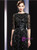 A-Line Black Sequins Short Sleeve Mother Of The Bride Dress With Sash