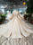 Champagne Long Sleeve Appliques Backless Beading Luxury Wedding Dress