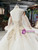 Light Champagne Tulle Sequins Off the Shoulder Long Sleeve Luxury Wedding Dress