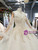 Light Champagne Tulle Sequins Off the Shoulder Long Sleeve Luxury Wedding Dress