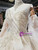 Light Champagne Tulle Sequins Off the Shoulder Long Sleeve Luxury Wedding Dress