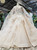 Champagne Tulle Sequins Appliques Luxury Wedding Dress With Shawl