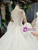 White Ball Gown Tulle Lace Appliques Backless Luxury Wedding Dress With Feather Sleeve