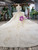 Fashion Champagne Ball Gown Tulle Sequins High Neck Cap Sleeve Luxury Wedding Dress