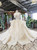 Fashion Champagne Ball Gown Tulle Sequins High Neck Cap Sleeve Luxury Wedding Dress