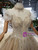 Gold Tulle Sequins High Neck Backless Wedding Dress With Beading
