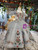 Gray Tulle Embroidery Coloful Beading Crystal Luxury Flower Girl Dress