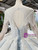 Light Blue Tulle Sequins Long Sleeve Backless Appliques Luxury Wedding Dress 