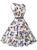 Women White Print Short Vintage Dress With Sash