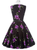 Women Purple Rose Flower Short Vintage Dress With Sash