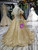 Gold Ball Gown Sequins Tulle open Back Appliques Flower Girl Dress