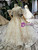 Champagne Tulle Sequins Appliques Beading Backless Flower Girl Dress