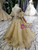 Gold Sequins Tulle Open Back Floor Length Luxury Flower Girl Dress
