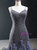 Gray Mermaid Tulle Sequins Spaghetti Straps Beading Prom Dress With Train