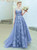 In Stock:Ship in 48 Hours Blue Tulle Sequins Spaghetti Straps Prom Dress