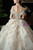 Gorgeous Champagne Ball Gown Tulle Sequins Off the Shoulder Beading Wedding Dress