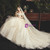 Glamorous Champagne Ball Gown Tulle Off the Shoulder Appliques Wedding Dress