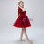 Burgundy Tulle Puff Sleeve Short Flower Girl Dress