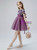 Purple Tulle Short Sleeve Flower Girl Dress