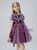 Purple Tulle Short Sleeve Flower Girl Dress