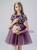 Purple Tulle Short Sleeve Flower Girl Dress