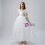 White Tulle Cap Sleeve Appliques Flower Girl Dress