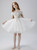 White Tulle Short Sleeve Appliques Flower Girl Dress