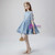 Blue Tulle Sequins Short Sleeve Short Flower Girl Dress