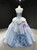 Blue Ball Gown Tulle Sweetheart Sleevelss Princess Prom Dress 