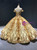 Gold Ball Gown Sequins Off the Shoulder Luxury Prom Dress