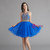 Royal Blue Tulle Beading Short Knee Length Homecoming Dress