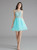 A-Line Sky Blue Tulle Beading Knee Length Homecoming Dress