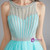 A-Line Sky Blue Tulle Beading Knee Length Homecoming Dress