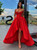 Red Satin Hi Lo Sweetheart Homecoming Dress With Pocket