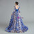 A-Line Royal Blue Sequins Long Sleeve Backless Prom Dress