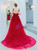 In Stock:Ship in 48 Hours Red Tulle V-neck Backless Prom Dress