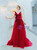 In Stock:Ship in 48 Hours Red Tulle V-neck Backless Prom Dress