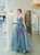 In Stock:Ship in 48 Hours Blue Tulle Appliques Beading Prom Dress