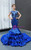 Royal Blue Mermaid Satin Tulle Backless Beading Prom Dress