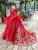 Red Ball Gown Sequins Appliques Cap Sleeve Beading Flower Girl Dress