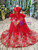 Red Ball Gown Sequins Appliques Cap Sleeve Beading Flower Girl Dress