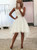 A-Line White Organza Hi Lo Apppliques Wedding Dress
