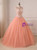 Orange Ball Gown Tulle Scoop Neck Beading Crystal Quinceanera Dresses