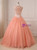 Orange Ball Gown Tulle Scoop Neck Beading Crystal Quinceanera Dresses